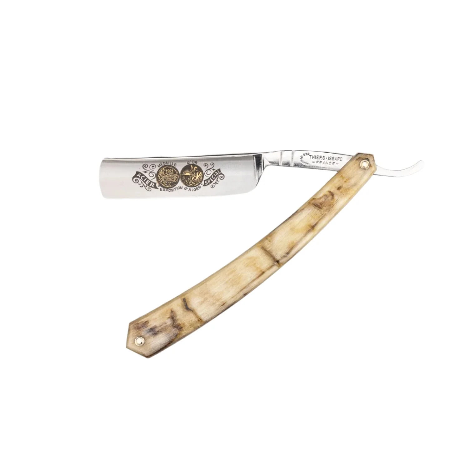 Thiers Issard Straight Razor, Gold Medallion Rams Horn, 5/8" - Image 4