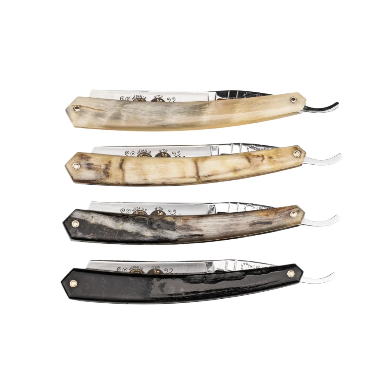 Thiers Issard Straight Razor, Gold Medallion Rams Horn, 5/8" - Image 5